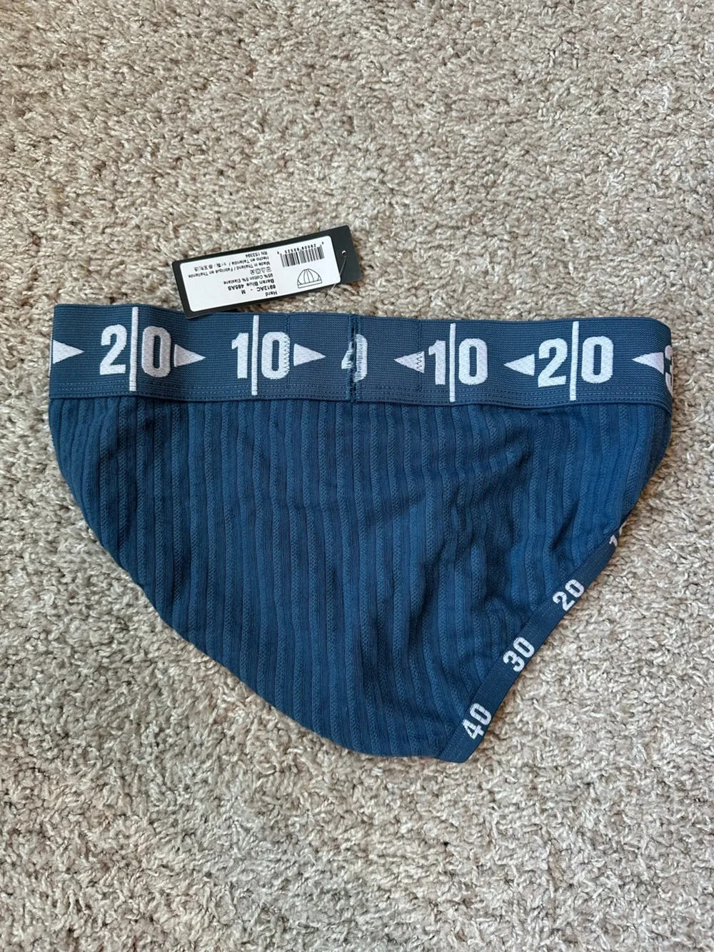 Men's Navy Cin-2 Performance Tanga Brief - Navy - Picture 2 of 3